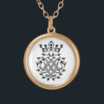 Johann Sebastian Bach Seal Crest Monogram Insignia Gold Plated Necklace<br><div class="desc">Johann Sebastian Bach gifts are music gifts: The seal / insignia / crest / monogram of Johann Sebastian Bach sketched by himself. The crown in the seal had 7 pins for 250 years. Today we know that the crown shows only 5 pins.</div>