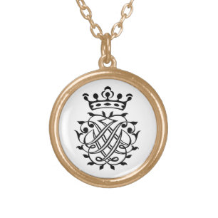 Johann Sebastian Bach Seal Crest Monogram Insignia Gold Plated Necklace