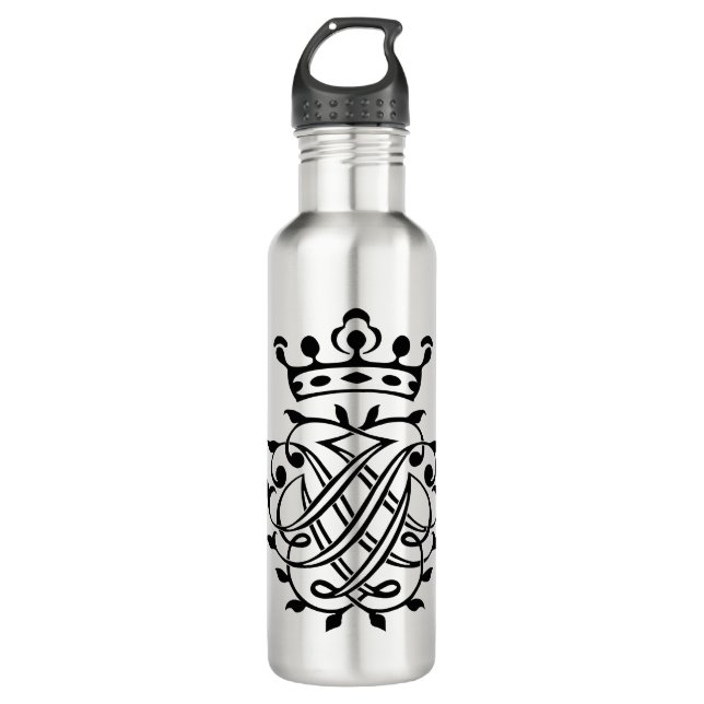 Johann Sebastian Bach Seal Crest Monogram Insignia Stainless Steel Water Bottle (Front)