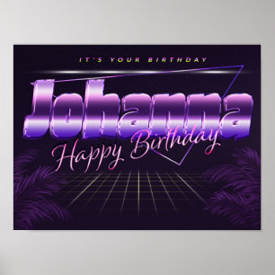 Johanna First Name purple retro poster birthday