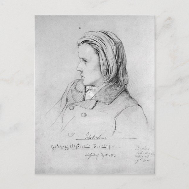 Johannes Brahms  aged twenty, 1853 Postcard (Front)