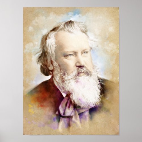 Johannes Brahms Portrait im Aquarell Style Poster