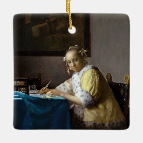 Johannes Vermeer _ A Lady writing a Letter Ceramic Ornament