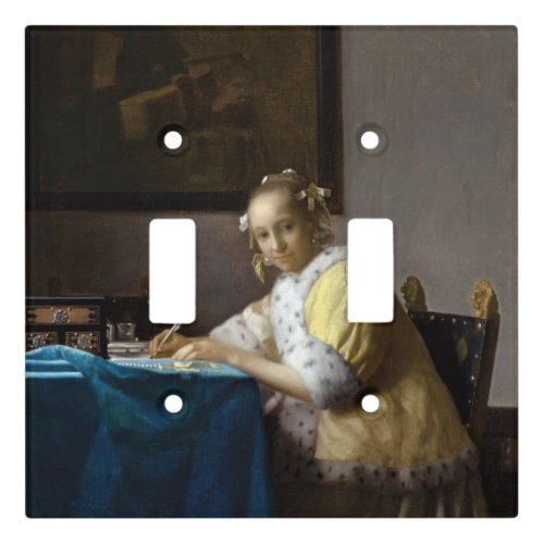 Johannes Vermeer _ A Lady writing a Letter Light Switch Cover