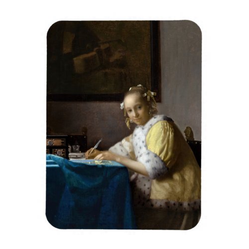 Johannes Vermeer _ A Lady writing a Letter Magnet