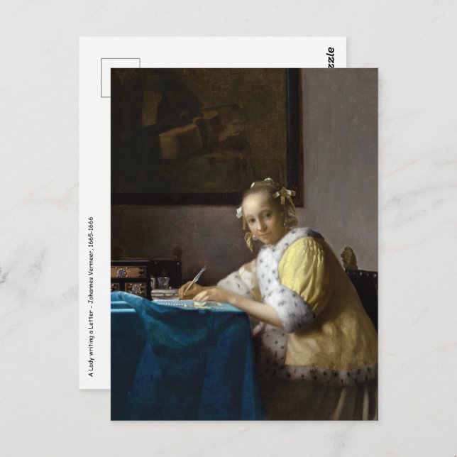 Johannes Vermeer - A Lady writing a Letter Postcard (Front/Back)