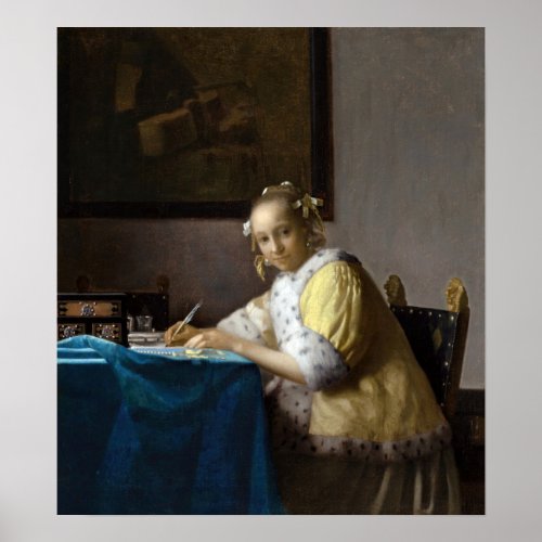 Johannes Vermeer _ A Lady writing a Letter Poster
