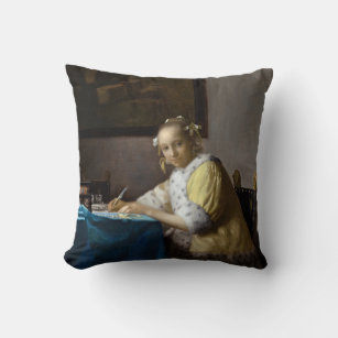 Johannes Vermeer - A Lady writing a Letter Throw Pillow