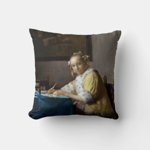 Johannes Vermeer _ A Lady writing a Letter Throw Pillow