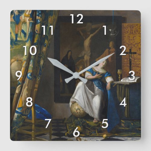 Johannes Vermeer _ Allegory of Faith Square Wall Clock