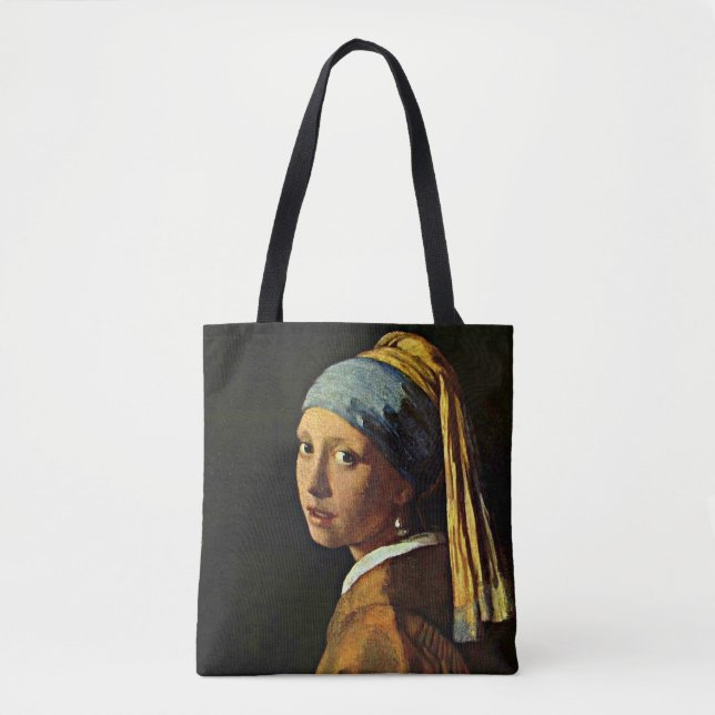 Johannes Vermeer art - Girl with a Pearl Earring Tote Bag (Front)