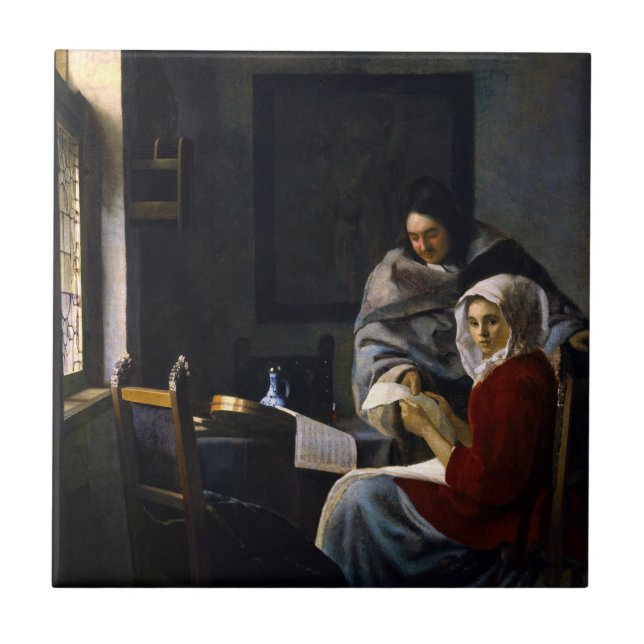 Johannes Vermeer - Girl Interrupted at Her Music Ceramic Tile (Front)