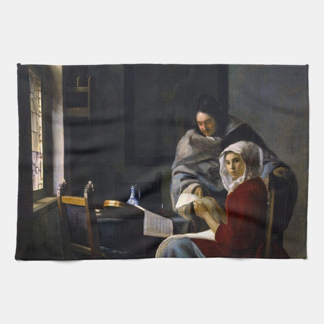 Johannes Vermeer - Girl Interrupted at Her Music Kitchen Towel (Horizontal)