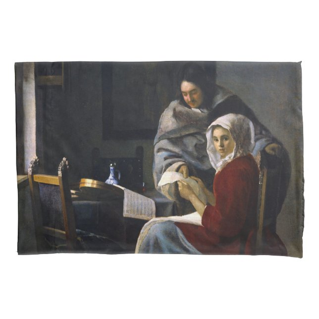 Johannes Vermeer - Girl Interrupted at Her Music Pillow Case (Front)