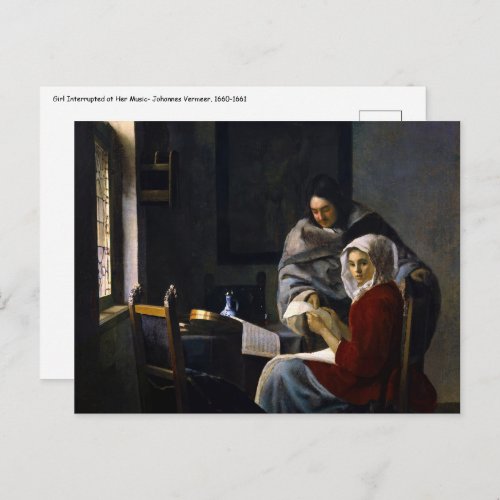 Johannes Vermeer _ Girl Interrupted at Her Music Postcard