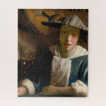 Johannes Vermeer - Girl with a Flute Jigsaw Puzzle<br><div class="desc">Girl with a Flute - Johannes Vermeer,  Oil on panel,  1669-1675</div>
