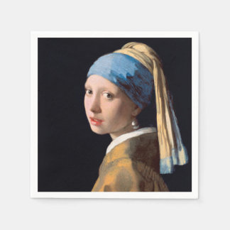 JOHANNES VERMEER - Girl with a pearl earring 1665 Paper Napkins