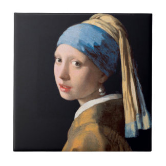 JOHANNES VERMEER - Girl with a pearl earring 1665 Tile