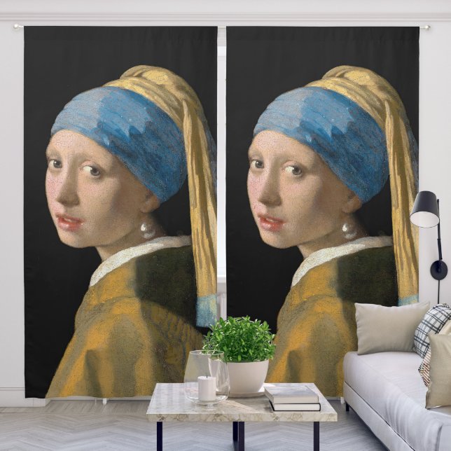Johannes Vermeer - Girl with a Pearl Earring Blackout Curtains (Living Room)