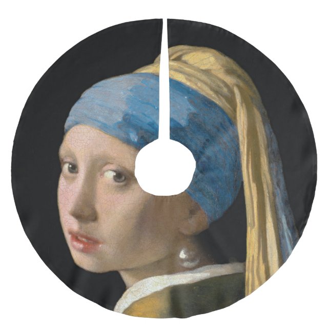 Johannes Vermeer - Girl with a Pearl Earring Brushed Polyester Tree Skirt (Front)