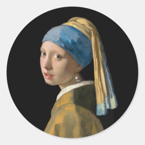 Johannes Vermeer _ Girl with a Pearl Earring Classic Round Sticker
