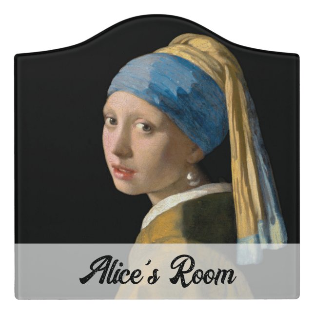 Johannes Vermeer - Girl with a Pearl Earring Door Sign (Large Crest Front)