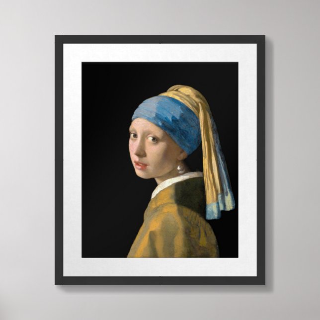 Johannes Vermeer - Girl with a Pearl Earring Framed Art (Framed Front)