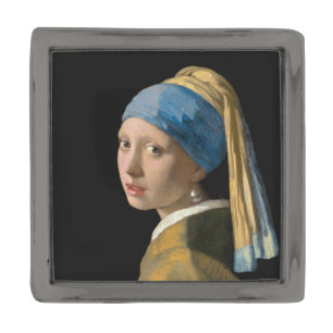 Johannes Vermeer - Girl with a Pearl Earring Gunmetal Finish Lapel Pin