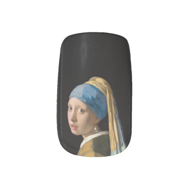 Johannes Vermeer - Girl with a Pearl Earring Minx Nail Art (Left Thumb)