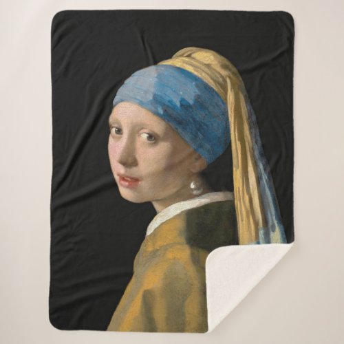 Johannes Vermeer _ Girl with a Pearl Earring Sherpa Blanket