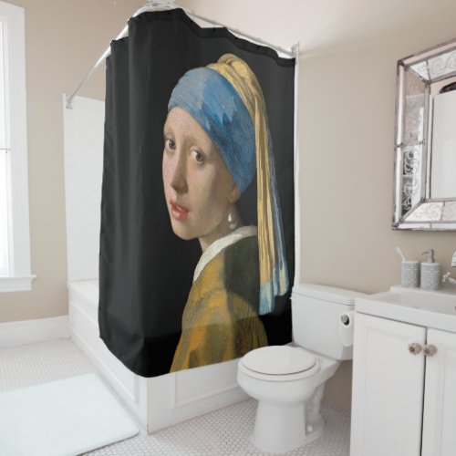 Johannes Vermeer _ Girl with a Pearl Earring Shower Curtain