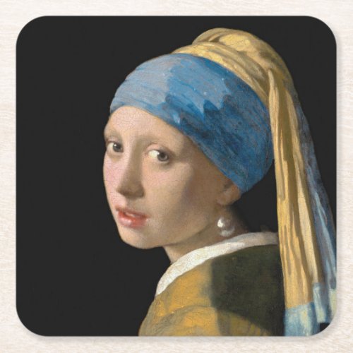 Johannes Vermeer _ Girl with a Pearl Earring Square Paper Coaster