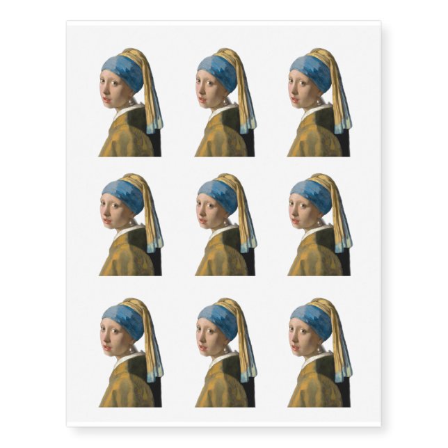 Johannes Vermeer - Girl with a Pearl Earring Temporary Tattoos (Front)