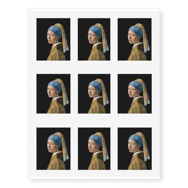 Johannes Vermeer - Girl with a Pearl Earring Temporary Tattoos (Front)