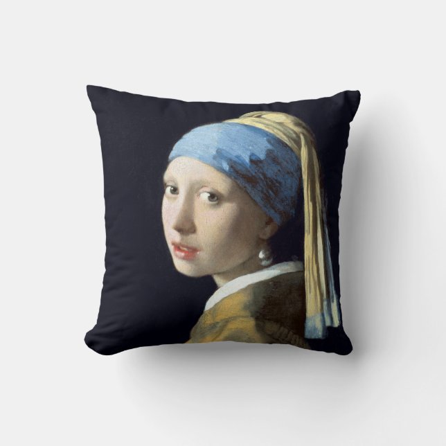 Johannes Vermeer Girl with a Pearl Earring Throw Pillow (Front)