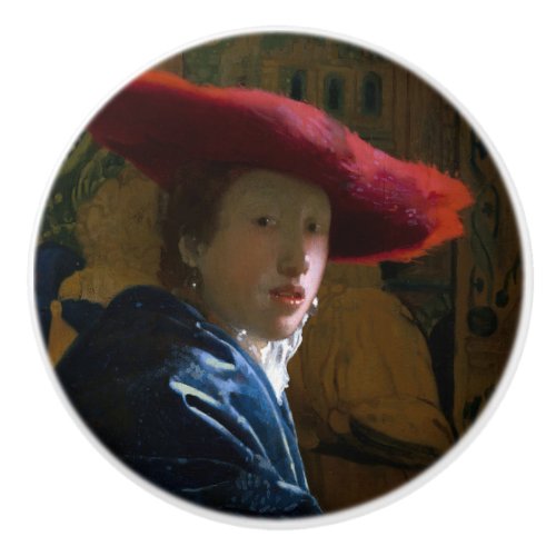Johannes Vermeer _ Girl with a Red Hat Ceramic Knob