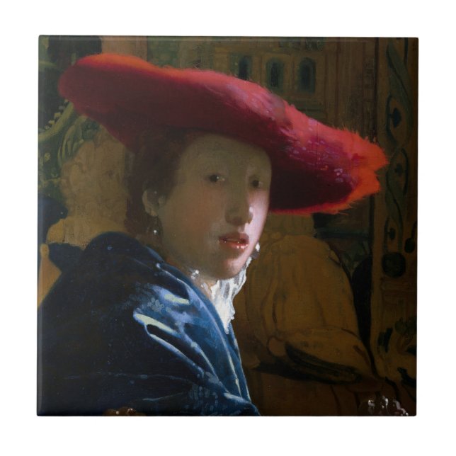 Johannes Vermeer - Girl with a Red Hat Ceramic Tile (Front)