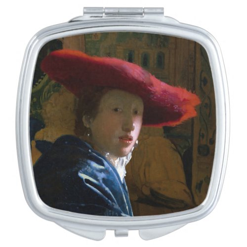 Johannes Vermeer _ Girl with a Red Hat Compact Mirror