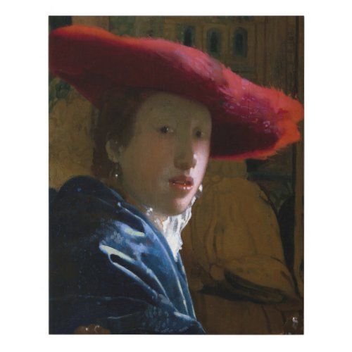 Johannes Vermeer _ Girl with a Red Hat Faux Canvas Print