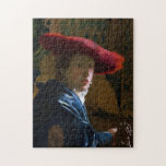 Johannes Vermeer - Girl with a Red Hat Jigsaw Puzzle<br><div class="desc">Girl with a Red Hat - Johannes Vermeer,  1665-1667</div>
