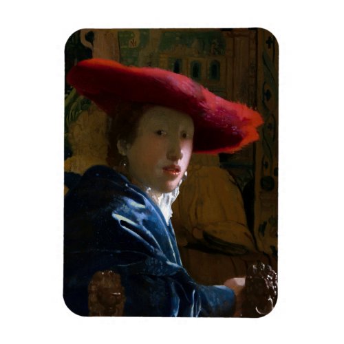 Johannes Vermeer _ Girl with a Red Hat Magnet