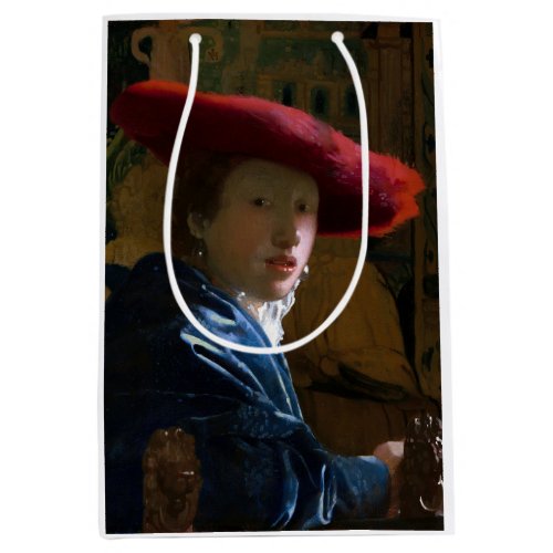 Johannes Vermeer _ Girl with a Red Hat Medium Gift Bag