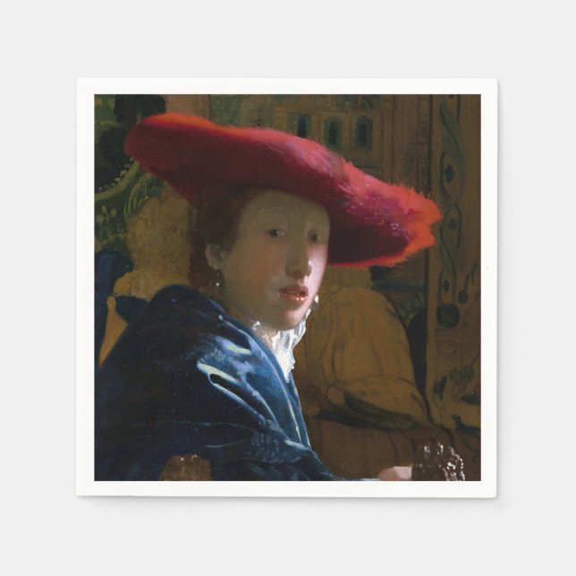 Johannes Vermeer - Girl with a Red Hat Napkins (Front)