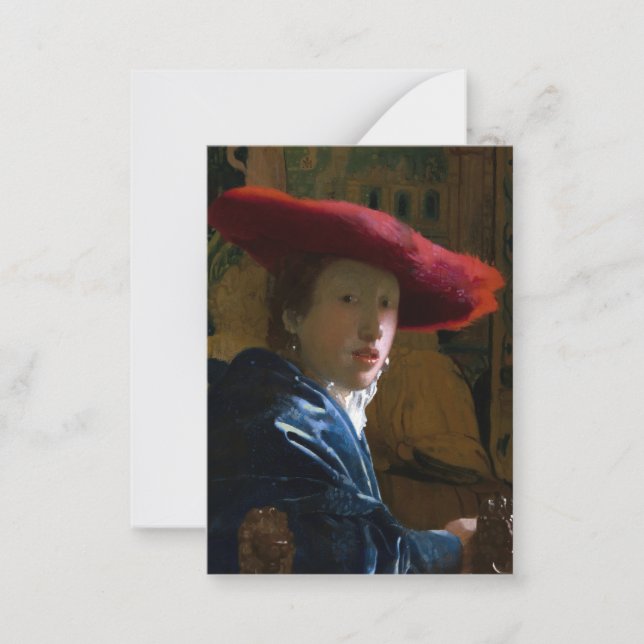 Johannes Vermeer - Girl with a Red Hat Note Card (Front)