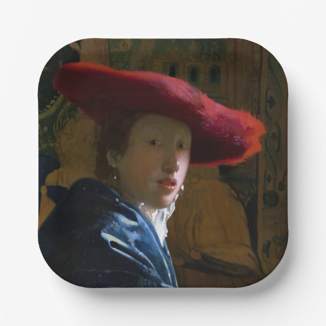 Johannes Vermeer - Girl with a Red Hat Paper Plates (Front)