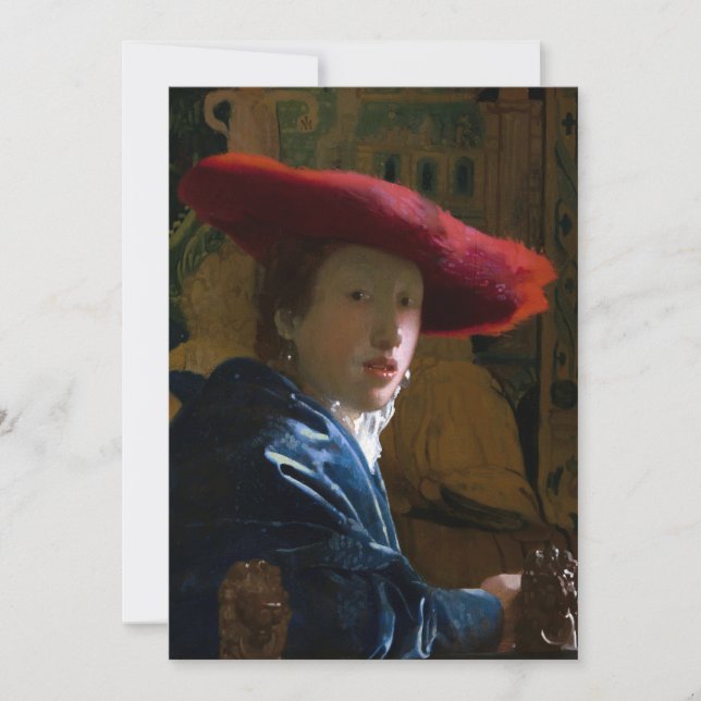 Johannes Vermeer - Girl with a Red Hat Thank You Card (Front)