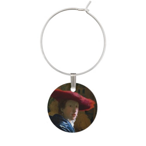 Johannes Vermeer _ Girl with a Red Hat Wine Charm