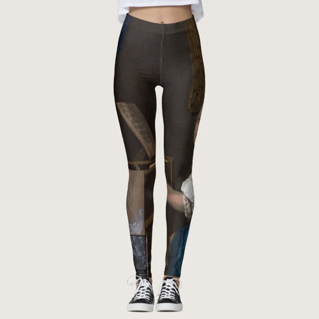Johannes Vermeer Lady Seated at a Virgina Leggings (Front)