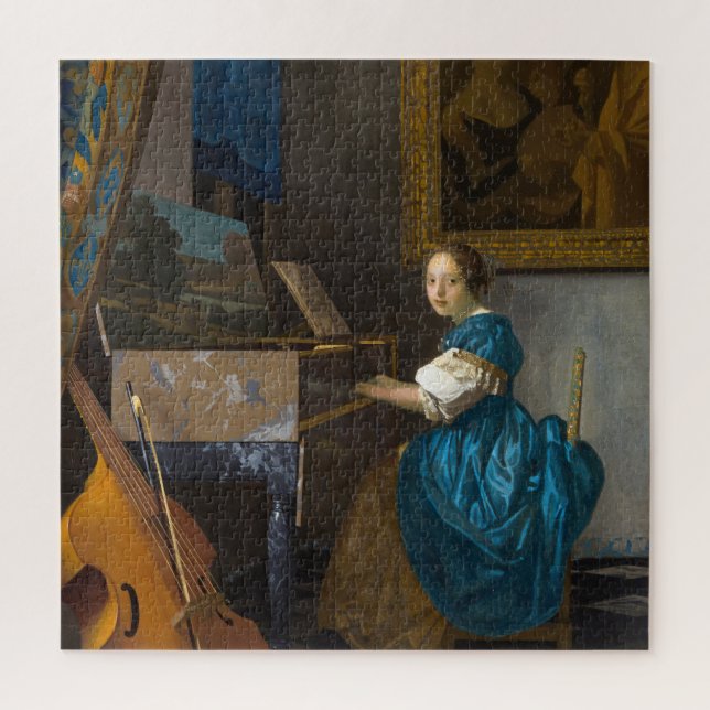 Johannes Vermeer - Lady Seated at a Virginal Jigsaw Puzzle (Vertical)
