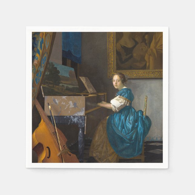 Johannes Vermeer - Lady Seated at a Virginal Napkins (Front)